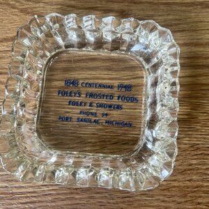 Vintage 40s Ashtray "Foley's Frosted Foods" Sanilac Michigan 1948 Souvenir